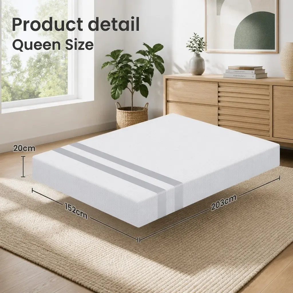 Queen Memory Foam Mattress 20cm Medium Soft Reversible Gel Cool Sleep Bed