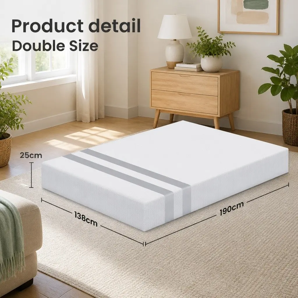Reversible Double Memory Foam Mattress 25cm White