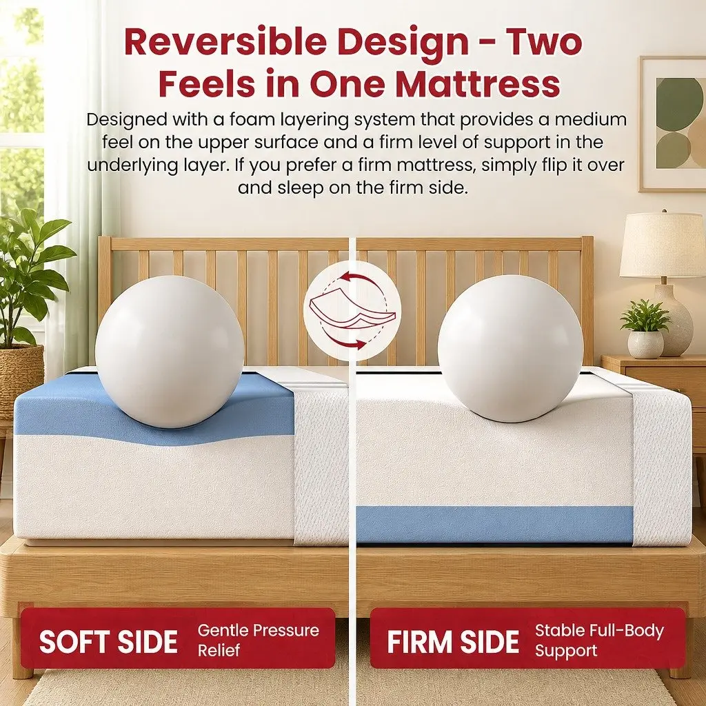 Reversible Double Memory Foam Mattress 25cm White