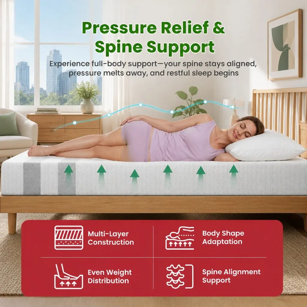 King Single Reversible Memory Foam Mattress 25cm Gel-Infused Medium Firm Sleep
