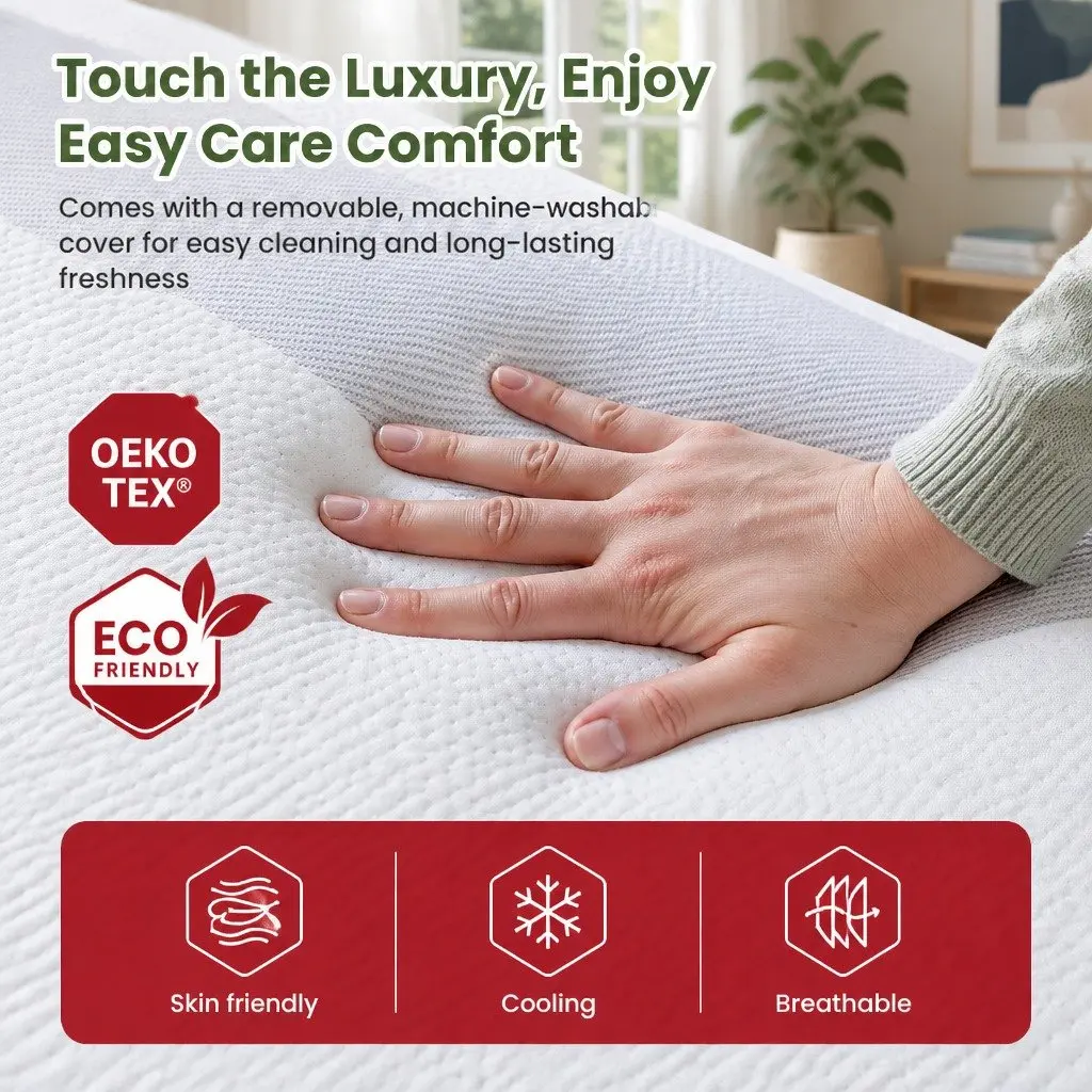 Queen Mattress Gel-Infused Memory Foam 25cm Reversible Medium Firmness