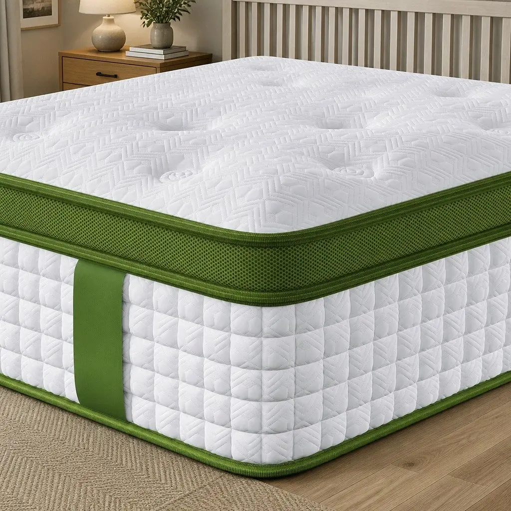 Latex Hybrid Mattress Medium Firm 34cm Euro Top 5 Zone Pocket Coil White