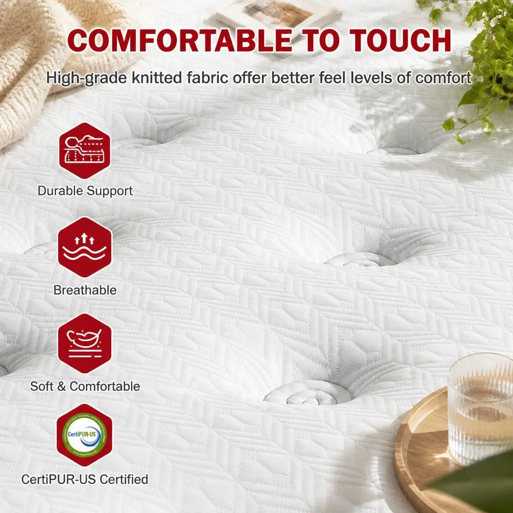 Latex Hybrid Mattress Medium Firm 34cm Euro Top 5 Zone Pocket Coil White