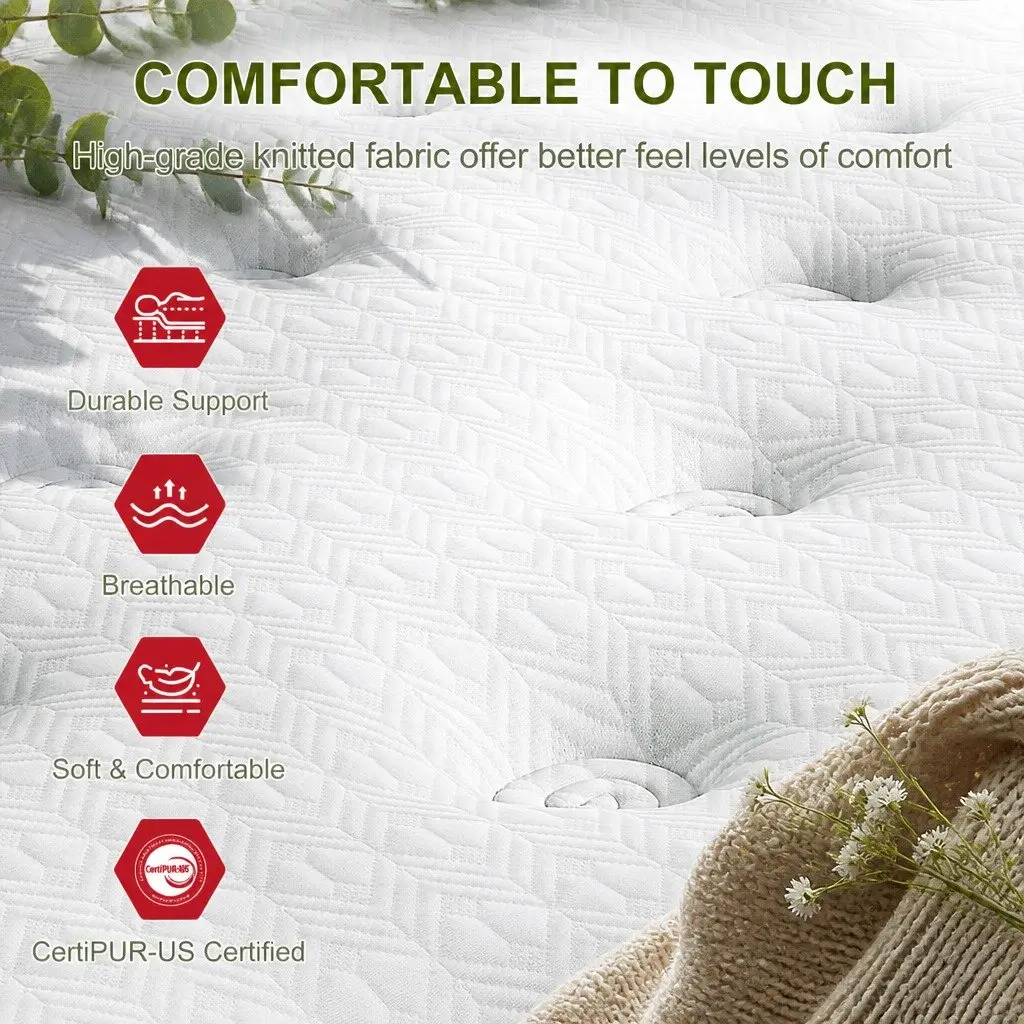 King Single Latex Hybrid Mattress Medium Firm 34cm Pocket Spring 5 Zone Support