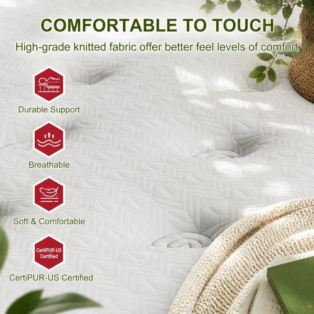 King Size Latex Hybrid Mattress Medium Firm 34cm 5 Zone Pocket Spring