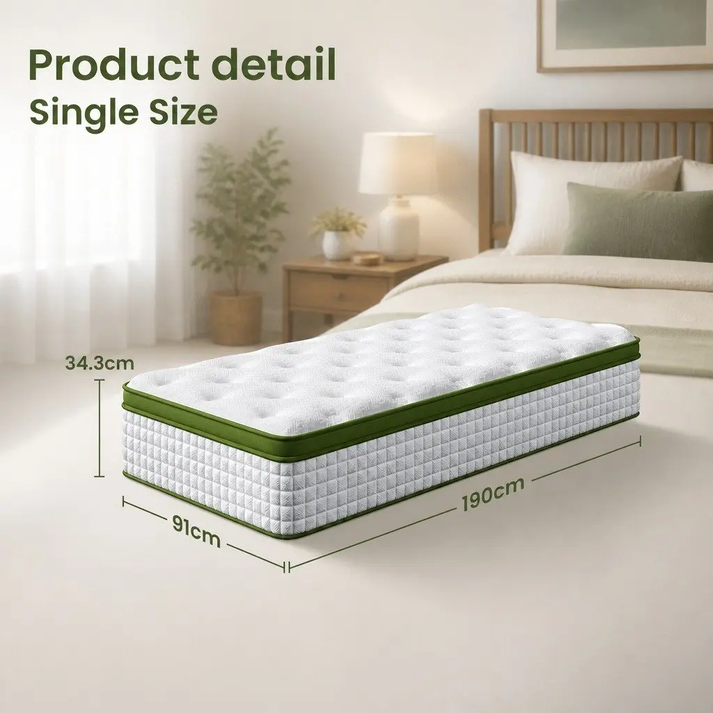 Single Latex Hybrid Mattress 34cm Medium Firm Comfort