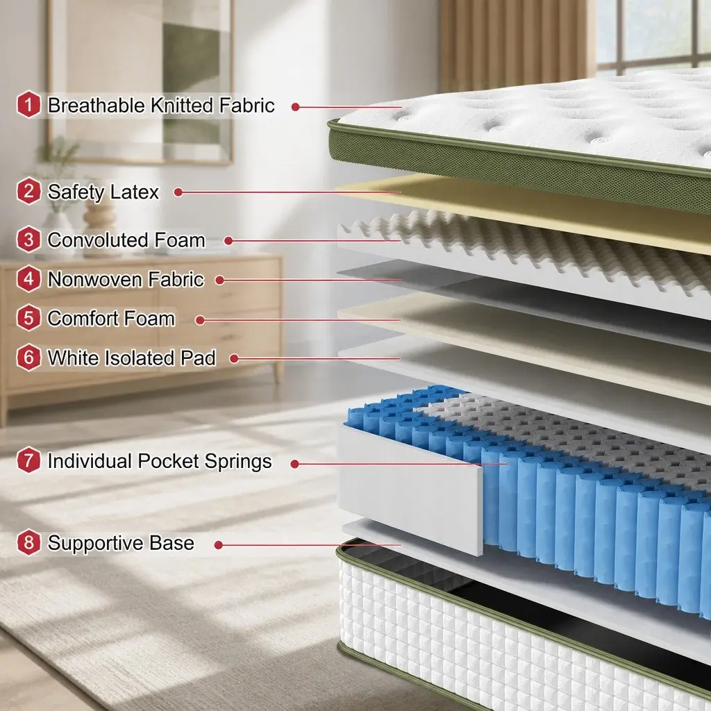 Single Latex Hybrid Mattress 34cm Medium Firm Comfort