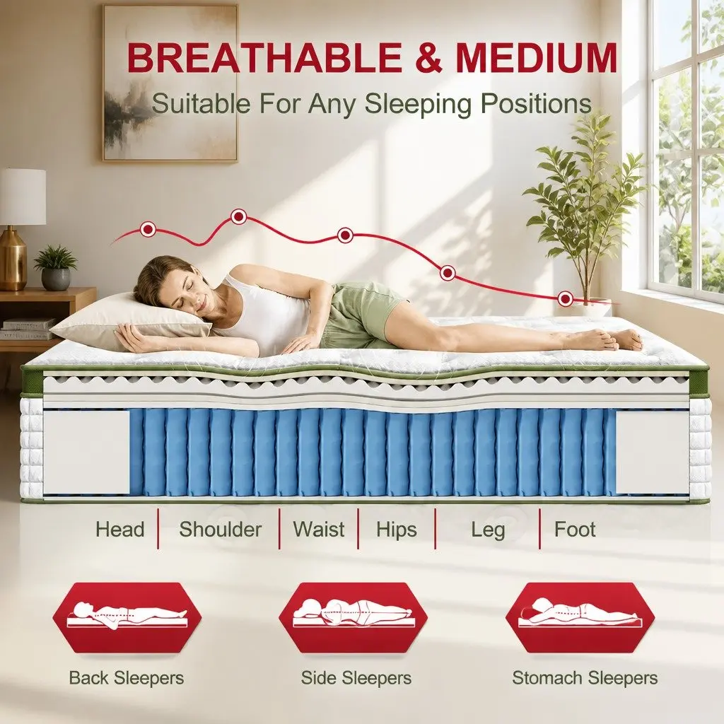 Single Latex Hybrid Mattress 34cm Medium Firm Comfort