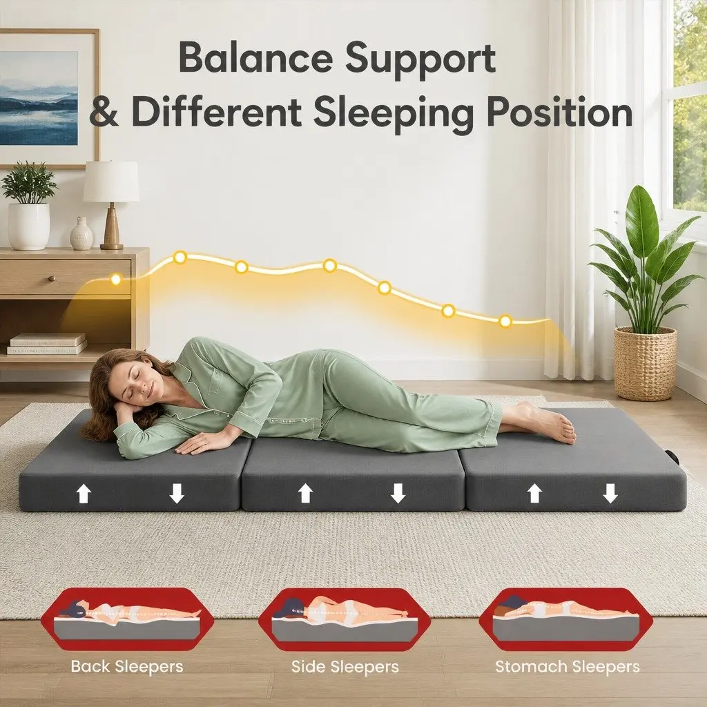 Single Folding Mattress Trifold 180x70cm Firm Foam Portable Travel