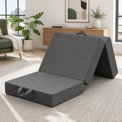 King Single Folding Mattress 15cm Foam Trifold Compact Portable Travel Guest