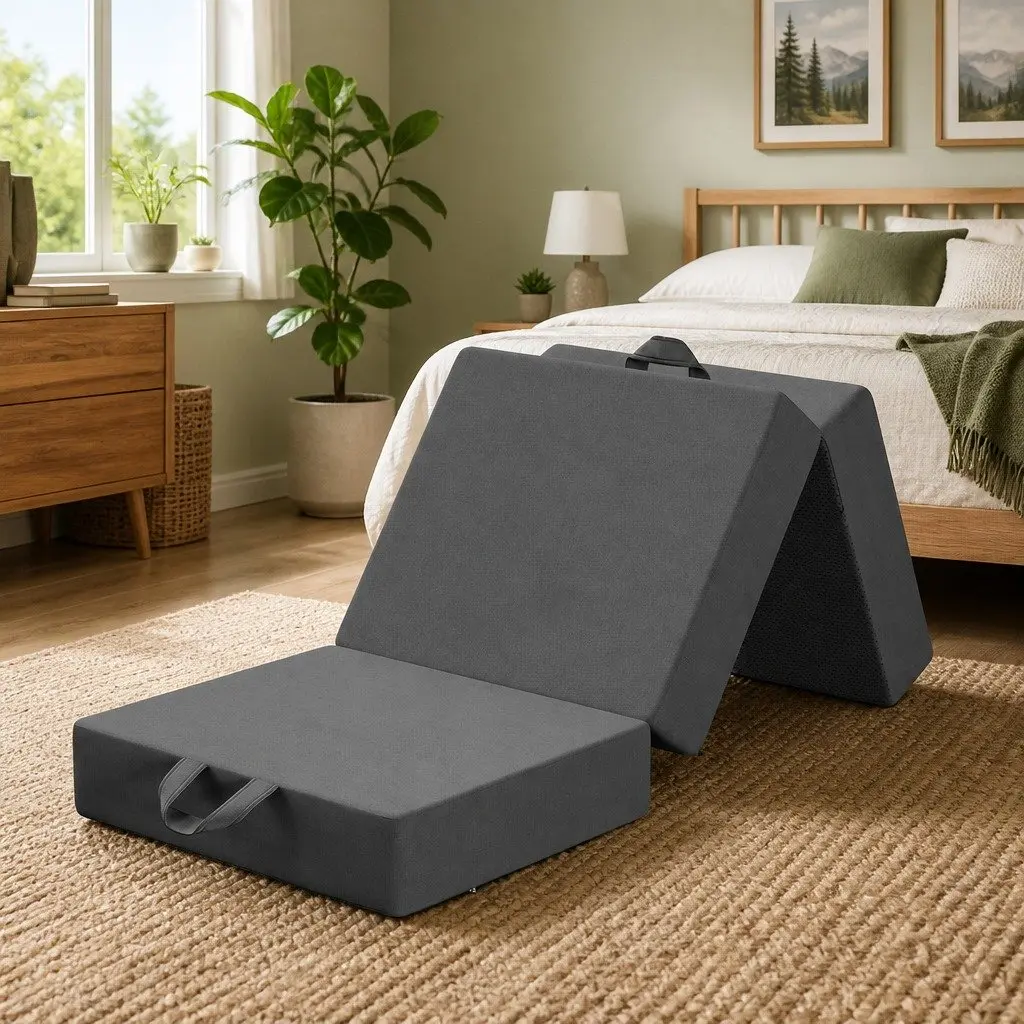 Single Folding Mattress Trifold 180x70cm Foam 15cm Grey