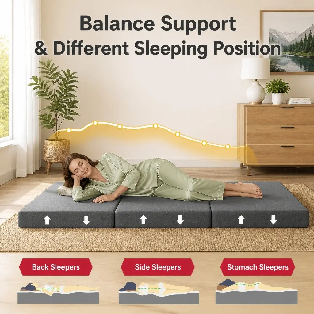 Single Folding Mattress Trifold 180x70cm Foam 15cm Grey