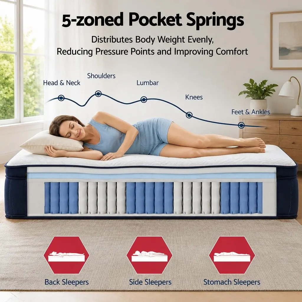 King Single Mattress with 34cm Medium Soft Pocket Springs