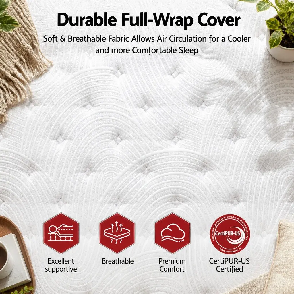 King Single Mattress with 34cm Medium Soft Pocket Springs