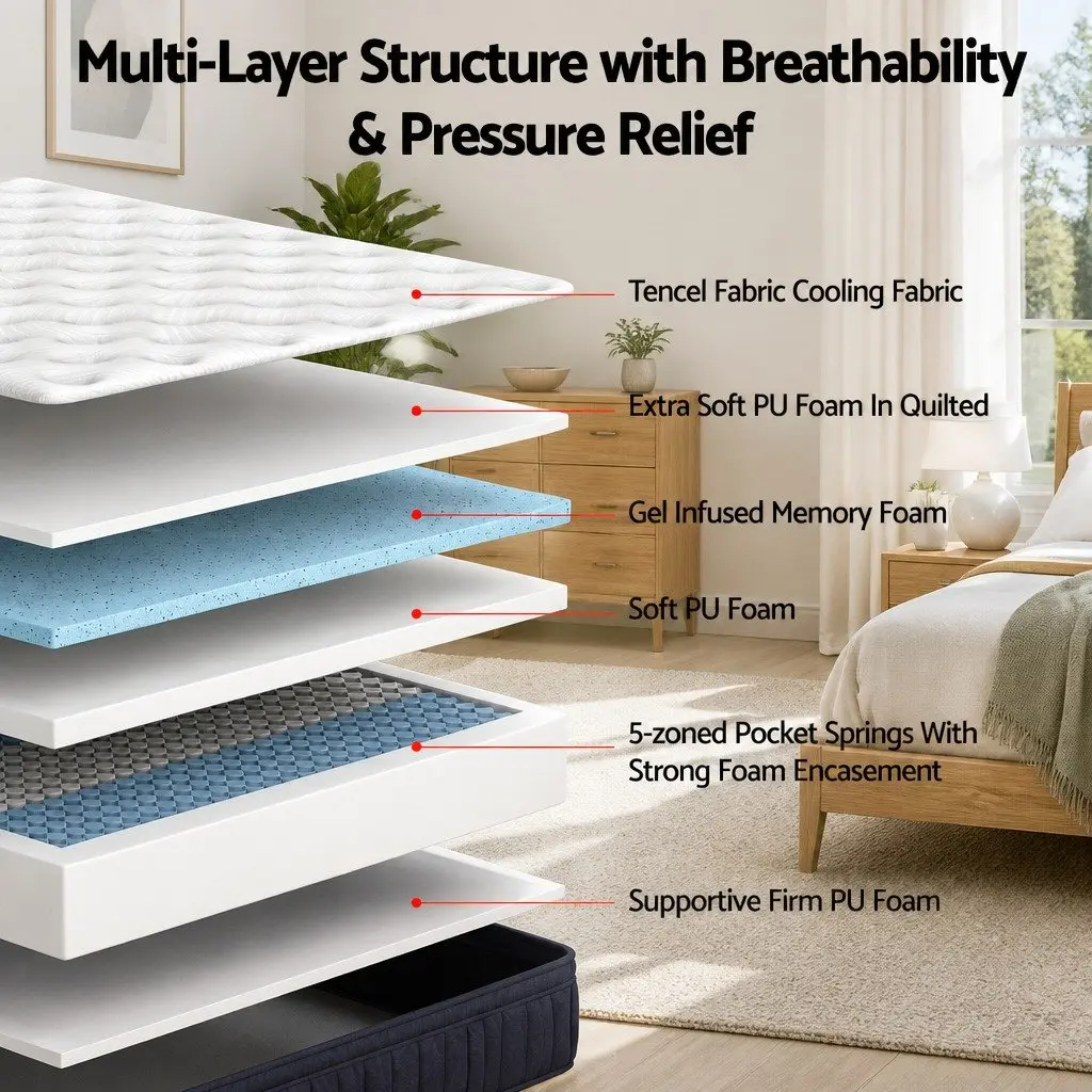 Medium Soft Hybrid Pocket Spring Mattress 34cm