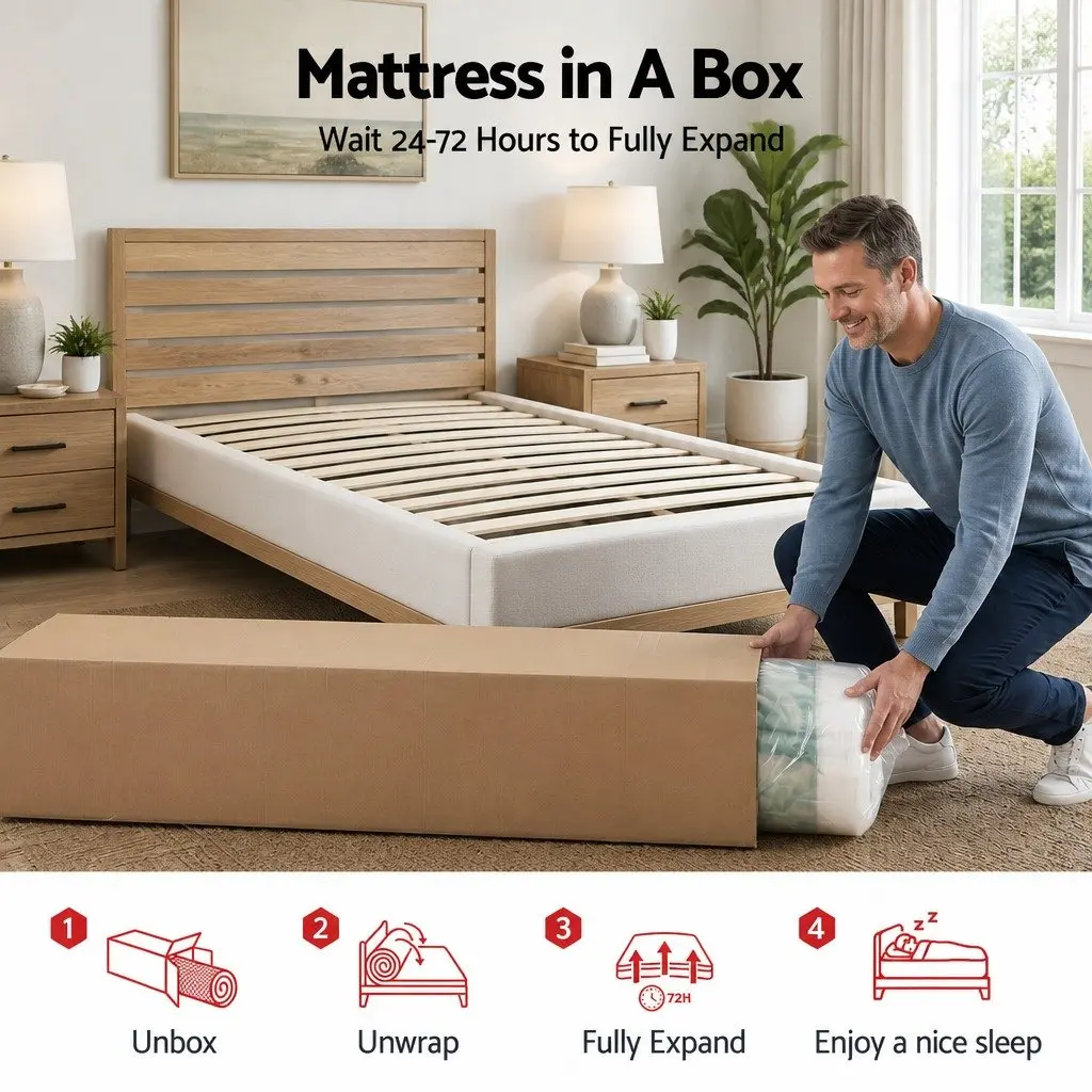 Queen Mattress Medium Firm 34cm Pocket Spring Hybrid Cooling Foam