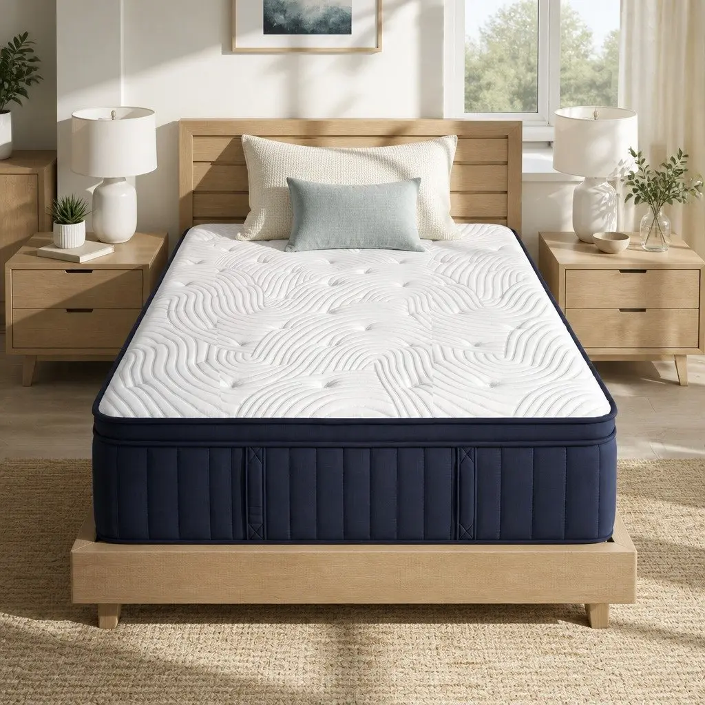 Queen Mattress Medium Firm 34cm Pocket Spring Hybrid Cooling Foam
