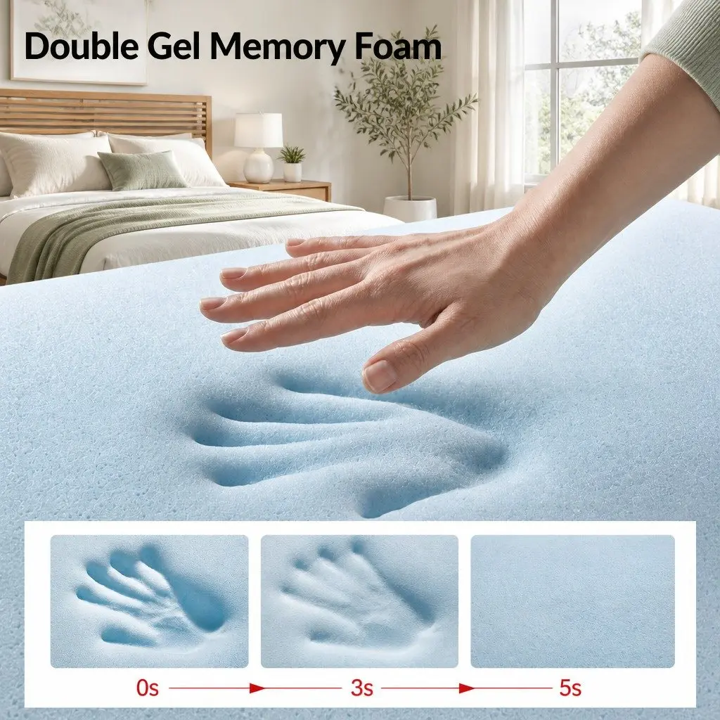 Queen Mattress Medium Firm 34cm Pocket Spring Hybrid Cooling Foam