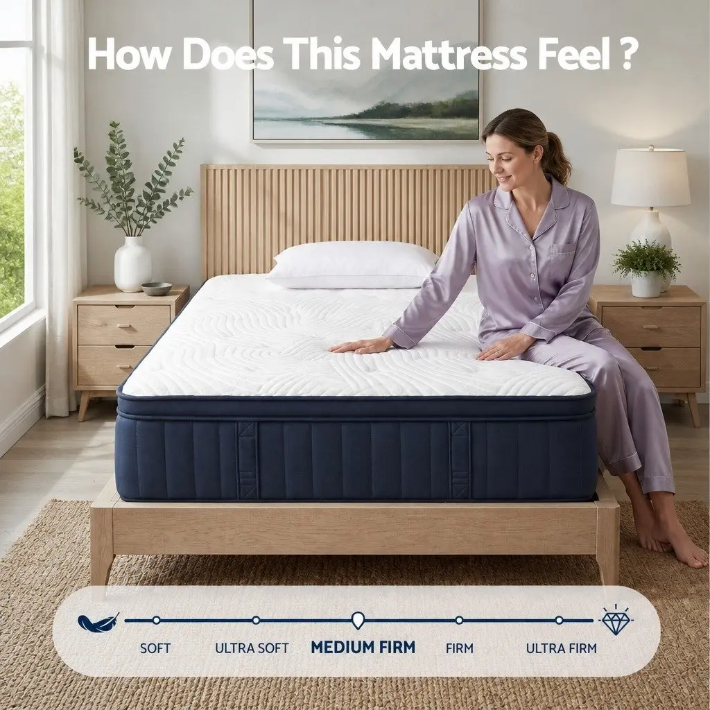 Queen Mattress Medium Firm 34cm Pocket Spring Hybrid Cooling Foam
