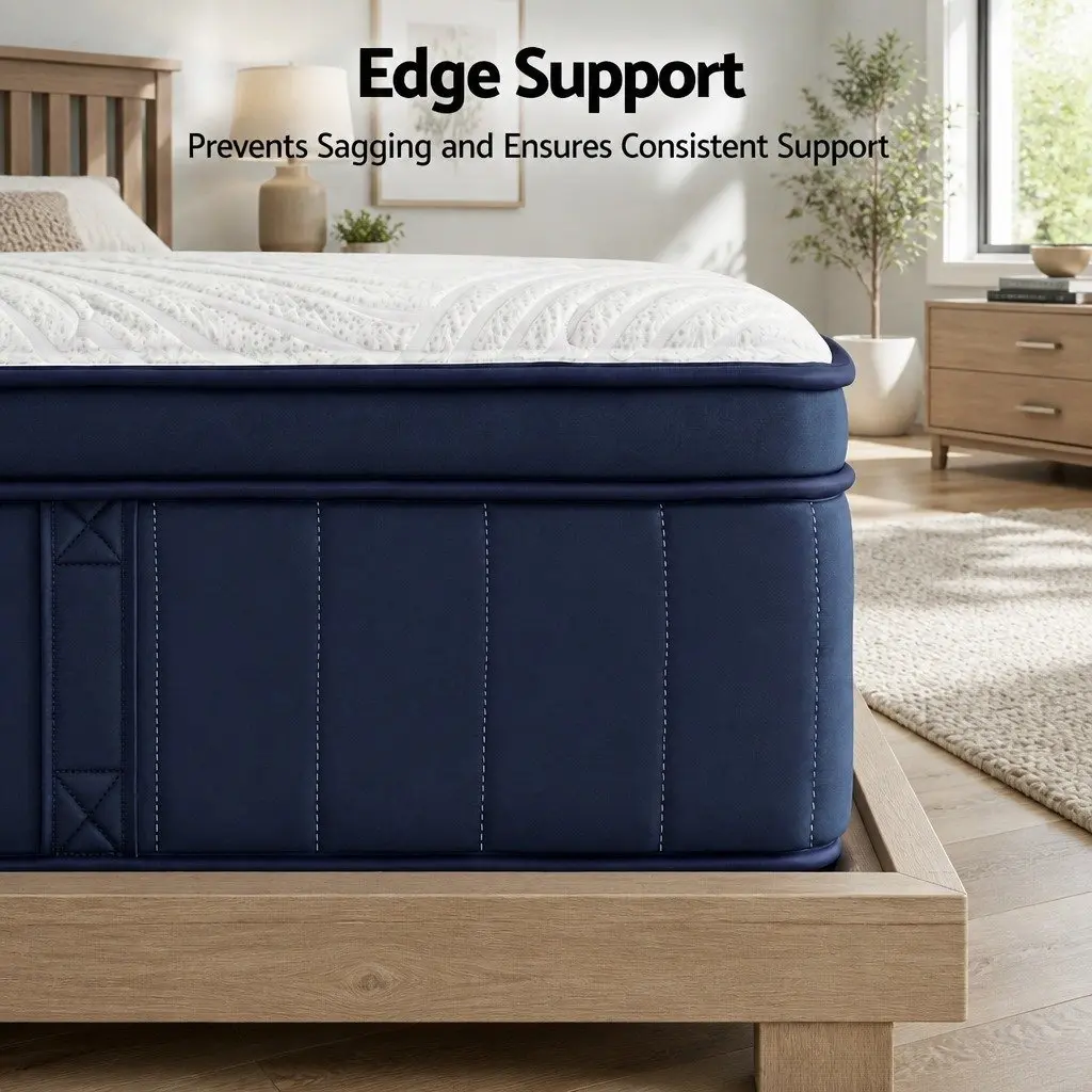 Queen Mattress Medium Firm 34cm Pocket Spring Hybrid Cooling Foam
