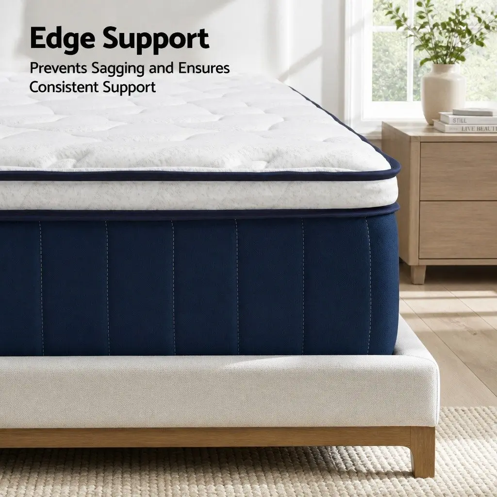 King Single Pocket Spring Mattress 30cm Medium Firm Hybrid with Latex Lumbar Support