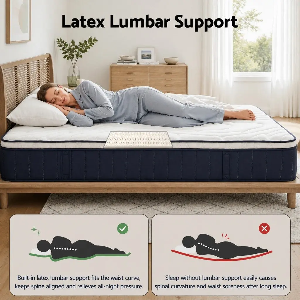 King Single Pocket Spring Mattress 30cm Medium Firm Hybrid with Latex Lumbar Support