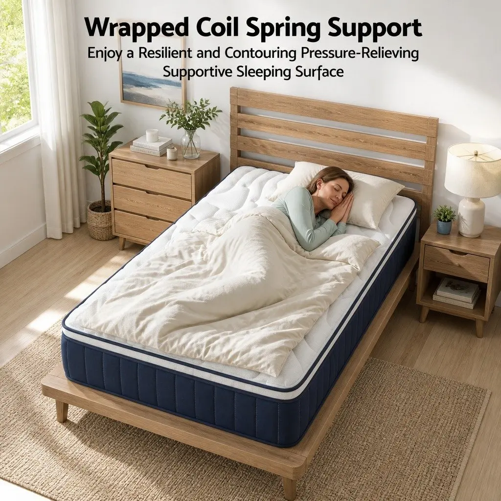 King Single Pocket Spring Mattress 30cm Medium Firm Hybrid with Latex Lumbar Support