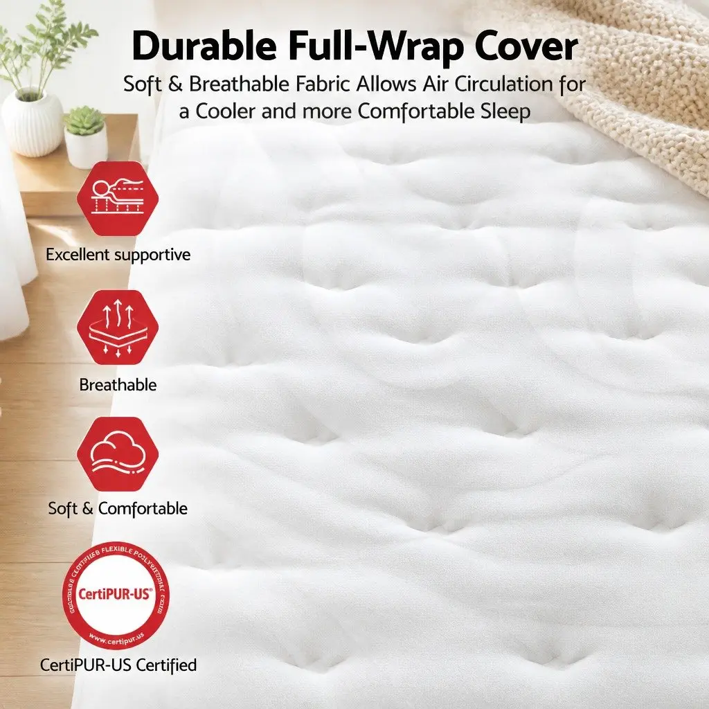 Hybrid Pocket Spring Mattress Medium Firm 30cm King Size with Lumbar Support and Comfort Layers