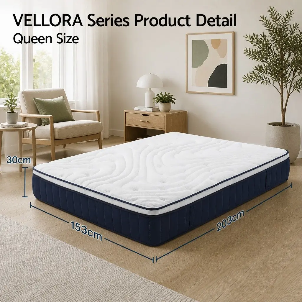 Hybrid Mattress Medium Firm 30cm Pocket Spring with Lumbar Support
