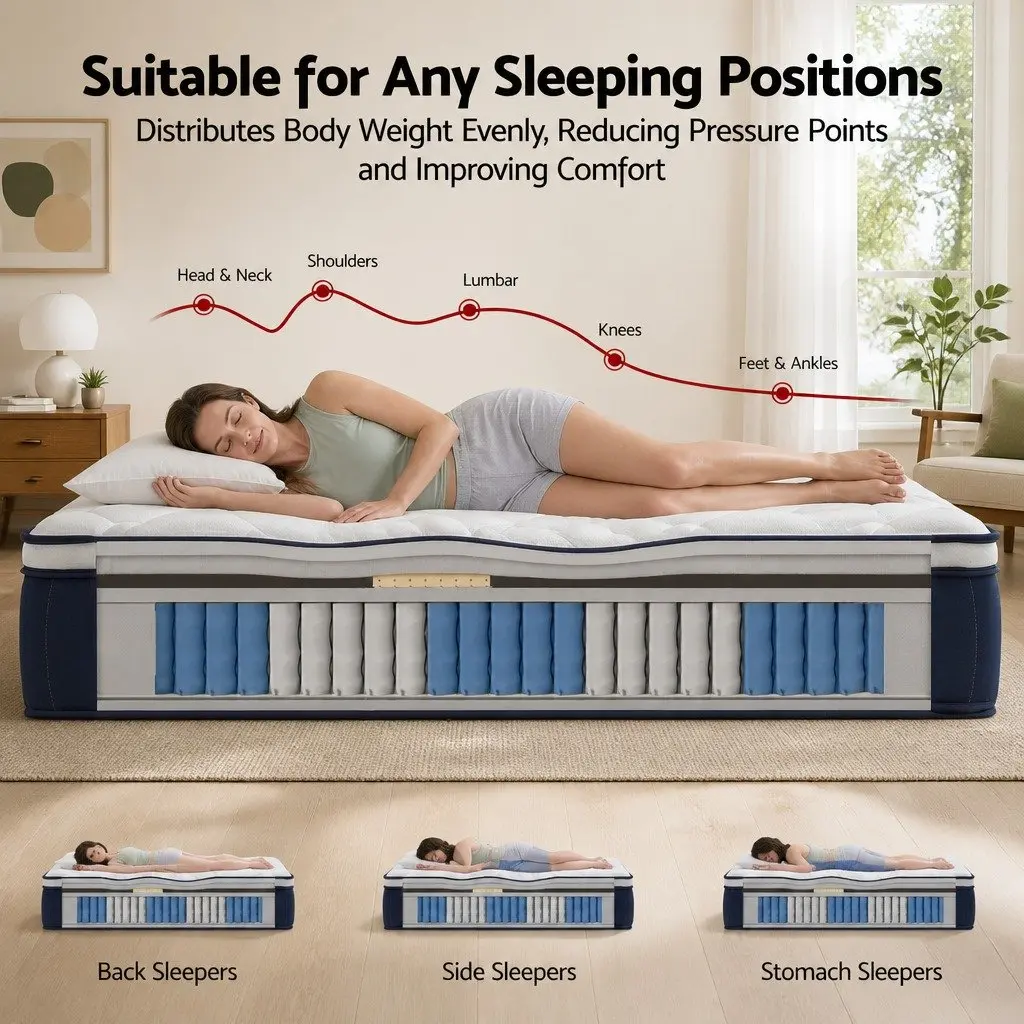 Hybrid Mattress Medium Firm 30cm Pocket Spring with Lumbar Support