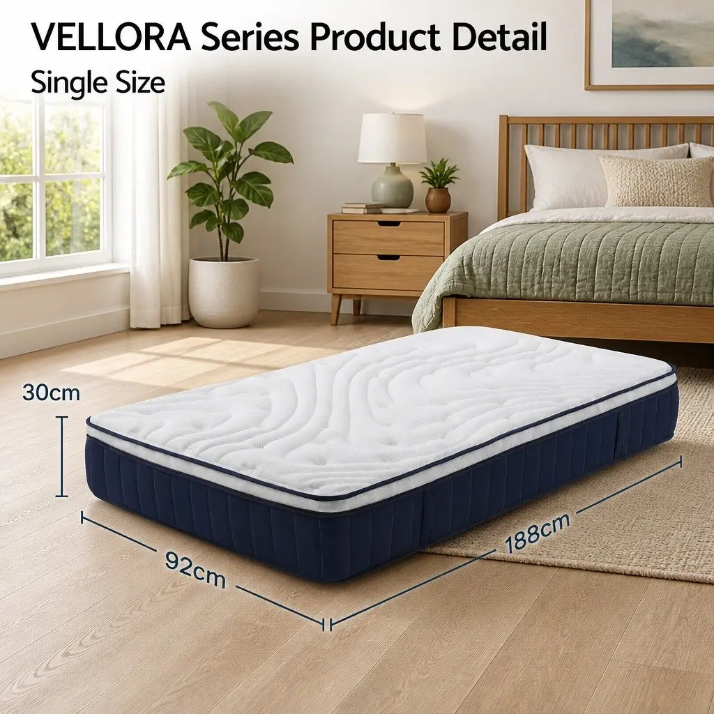 30cm Medium Firm Pocket Spring Mattress with Latex Support