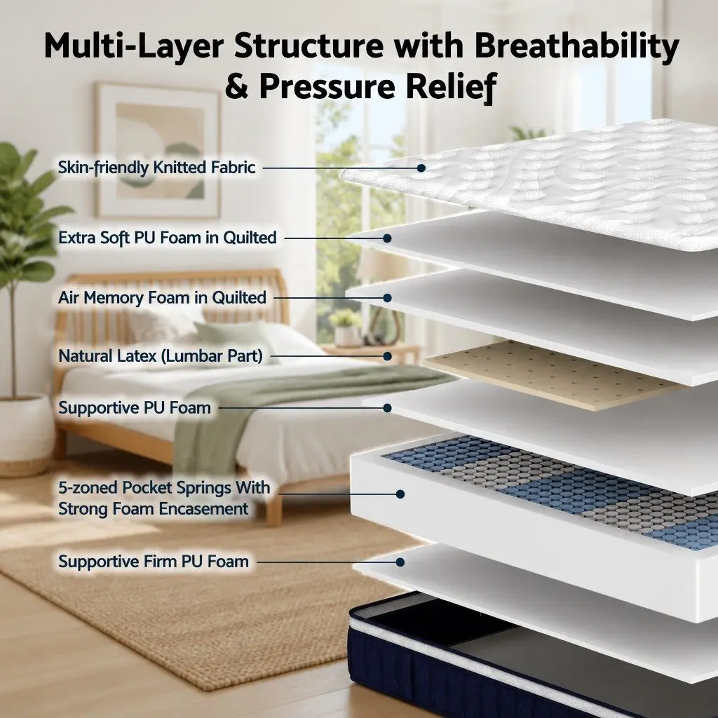 30cm Medium Firm Pocket Spring Mattress with Latex Support