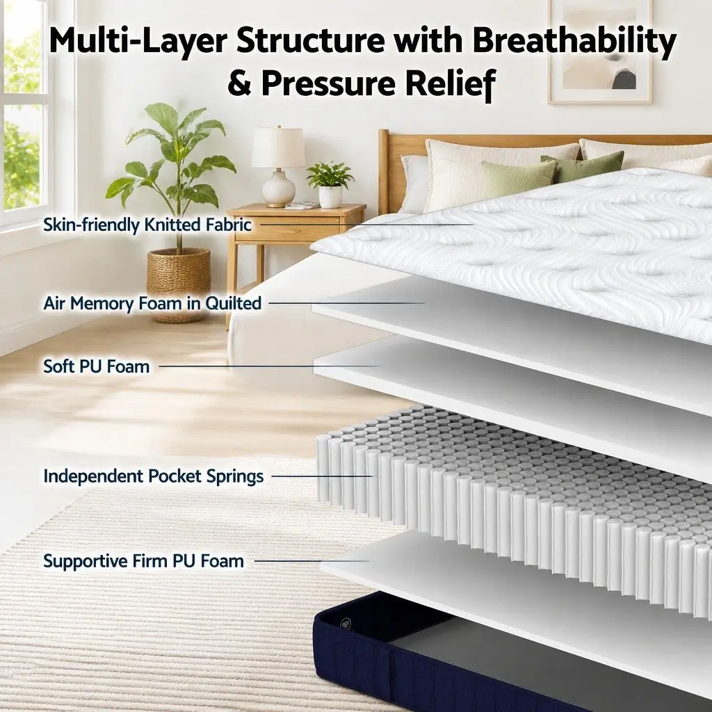 Queen Mattress 26cm Hybrid Firm Pocket Spring for Comfort