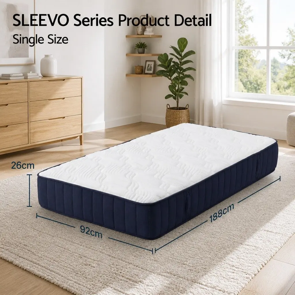 Single Mattress 26cm Firm Pocket Spring Hybrid Comfort