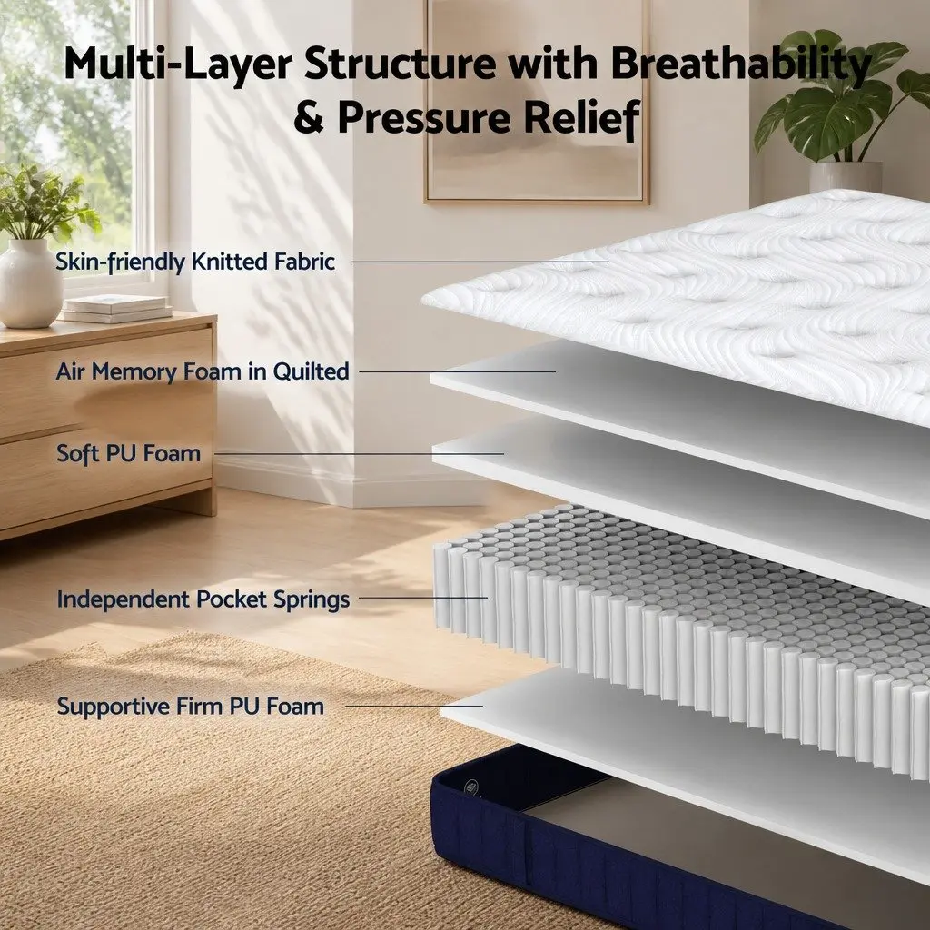 Single Mattress 26cm Firm Pocket Spring Hybrid Comfort