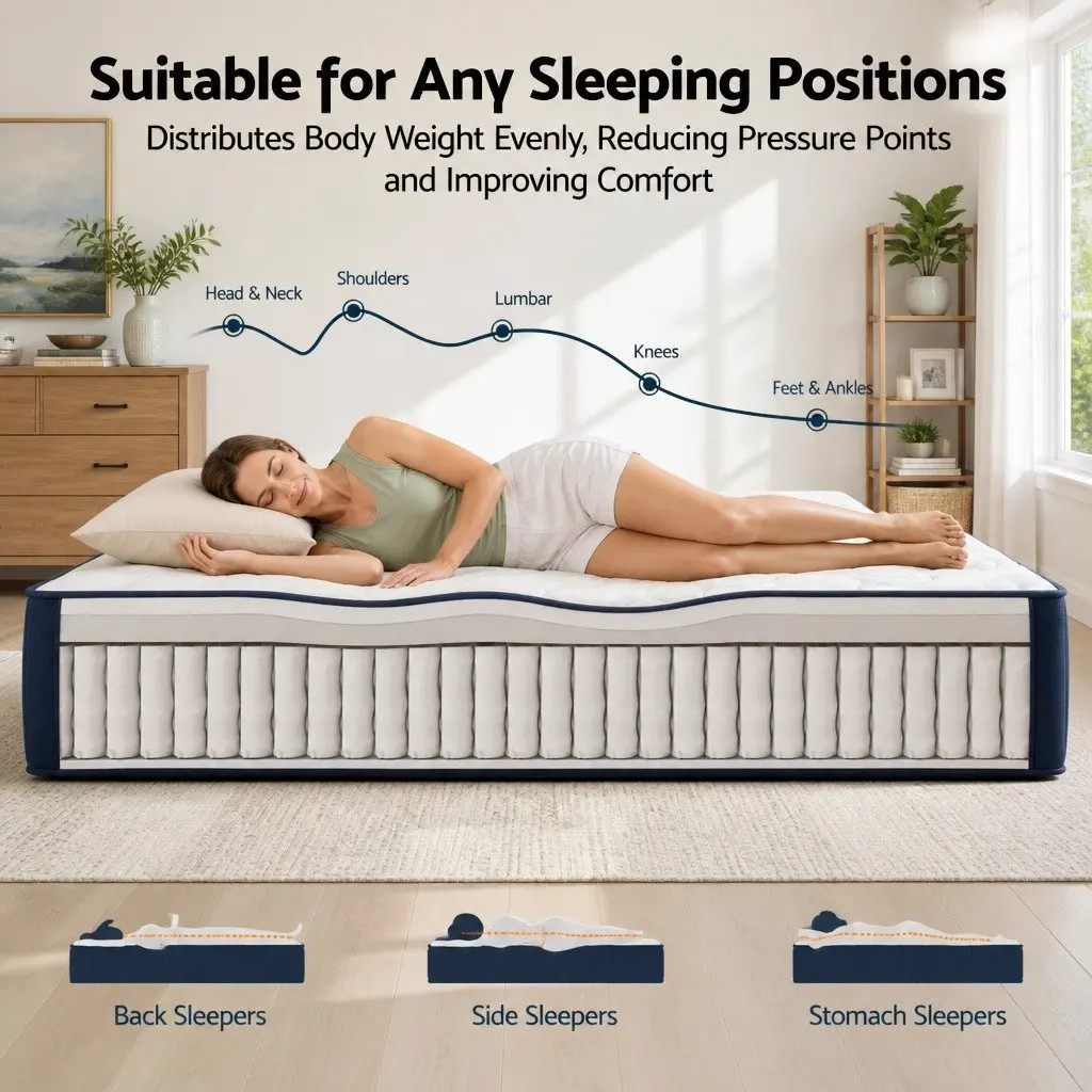 Single Mattress 26cm Firm Pocket Spring Hybrid Comfort