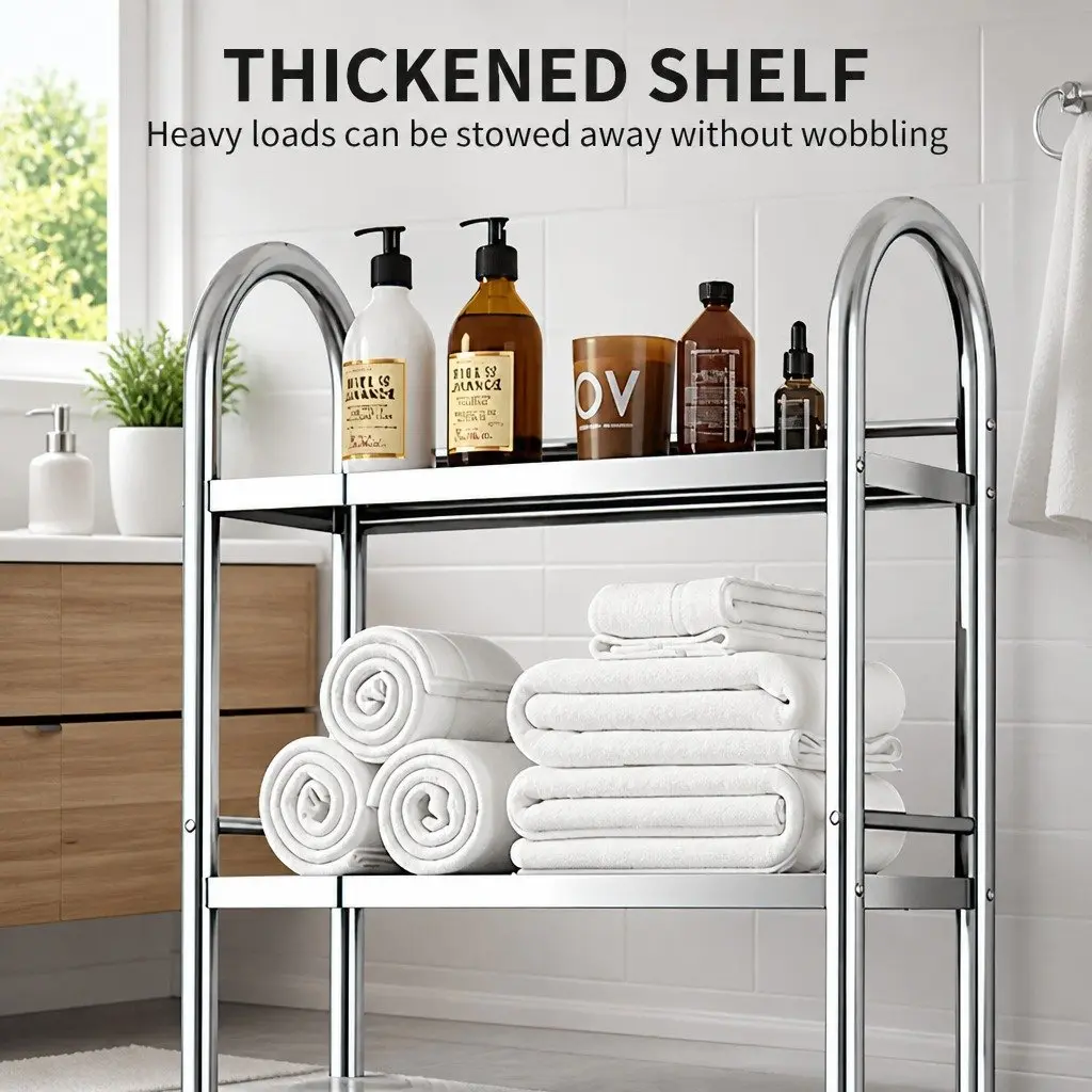 Over Toilet Storage Rack 2-Tier Silver Stainless Steel Bathroom Shelf Unit Organizer