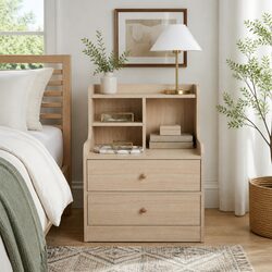 Nordic Wooden Bedside Table with Multi-Functional Storage