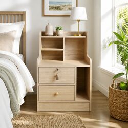 Nordic Style Nightstand with Drawer and Open Shelf