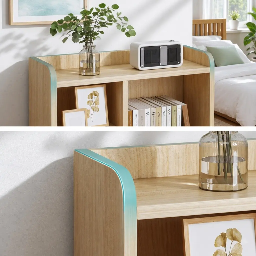 Nordic Style Nightstand with Drawer and Open Shelf