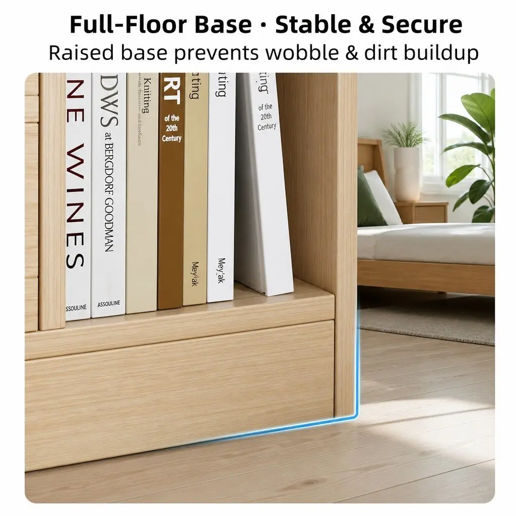 Nordic Style Nightstand with Drawer and Open Shelf