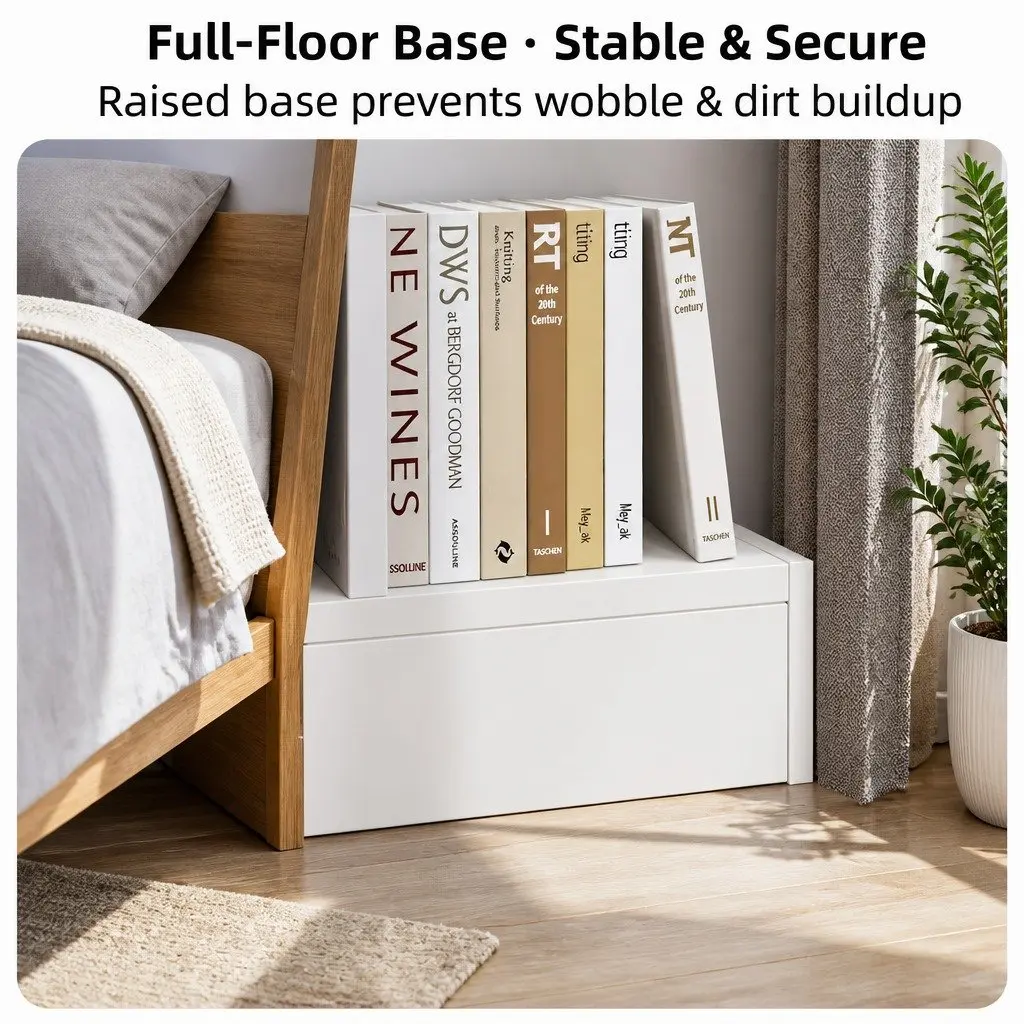 White Wooden Nightstand with Drawers and Storage