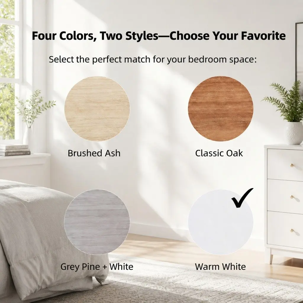 White Wooden Nightstand with Drawers and Storage