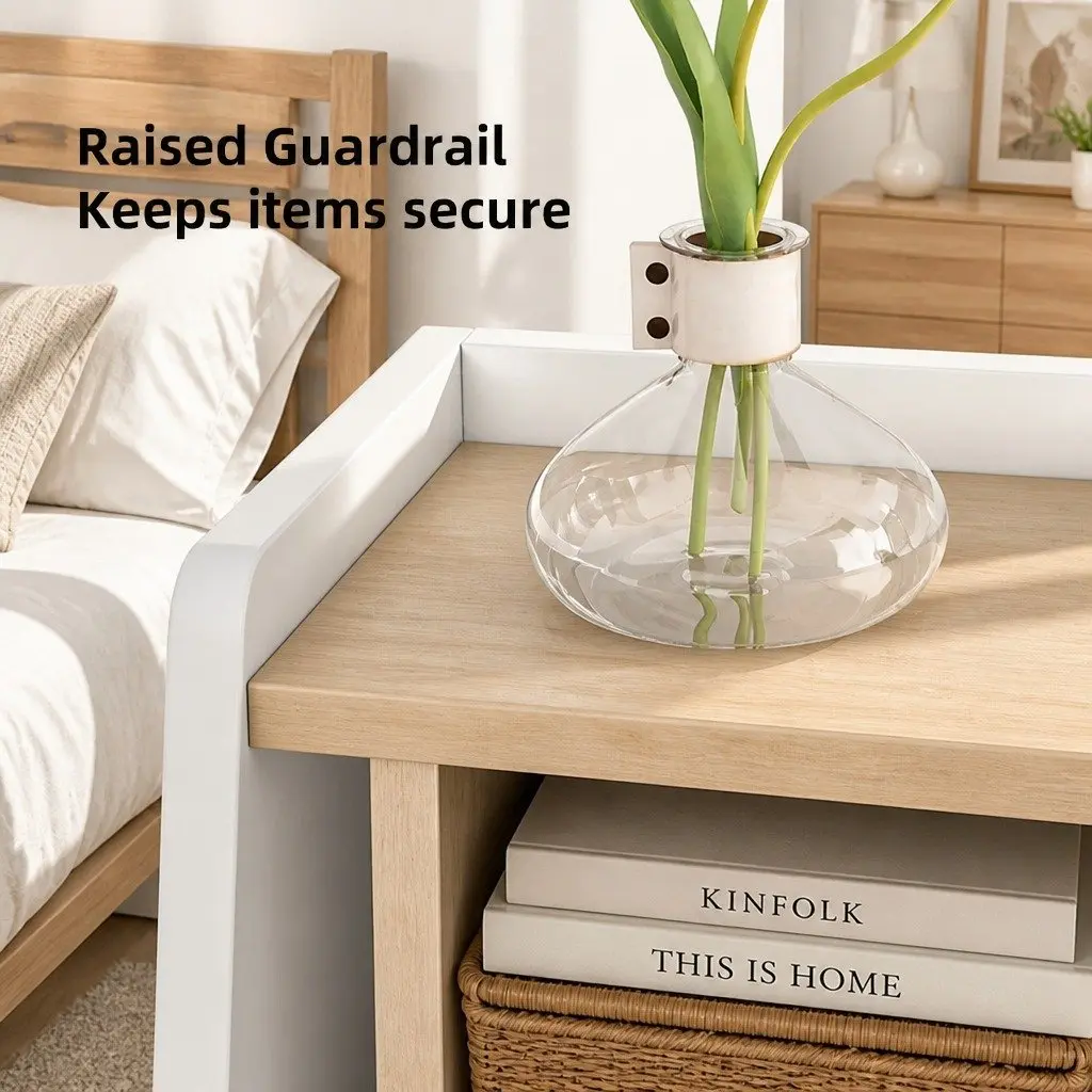 Nordic-Style White Bedside Table with Open Shelves
