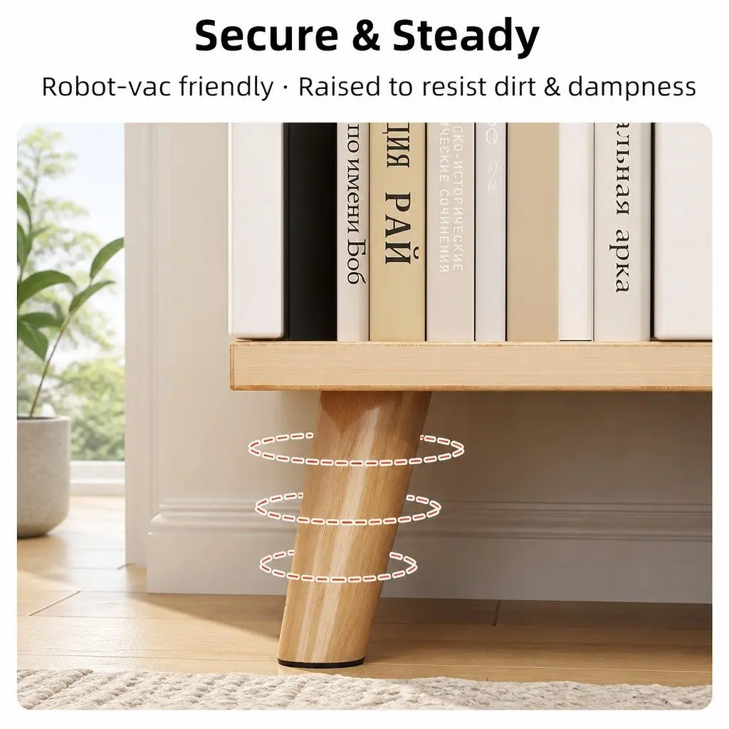 Nordic-Style White Wood 3-Tier Bedside Table