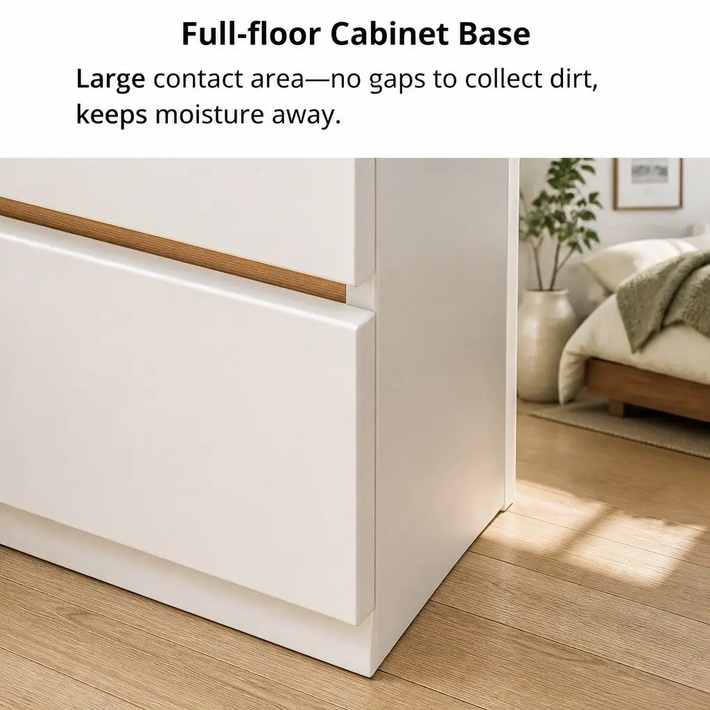 Warm White Compact Bedside Table with Drawer