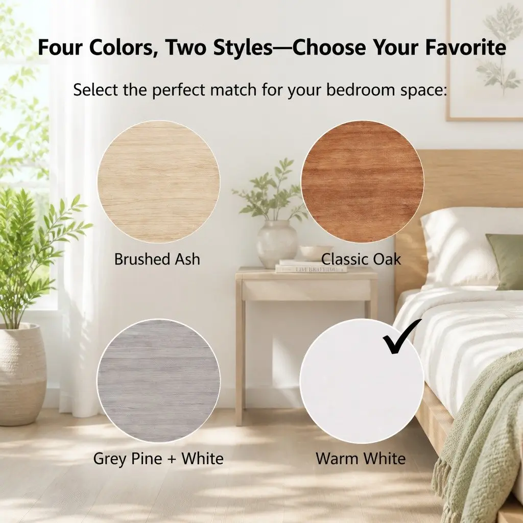 Warm White Compact Bedside Table with Drawer