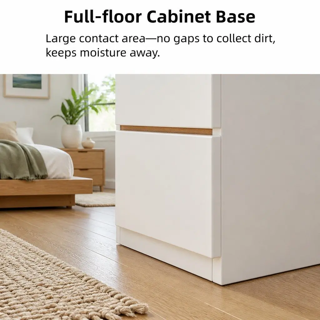 Warm White Double Drawer Bedside Table