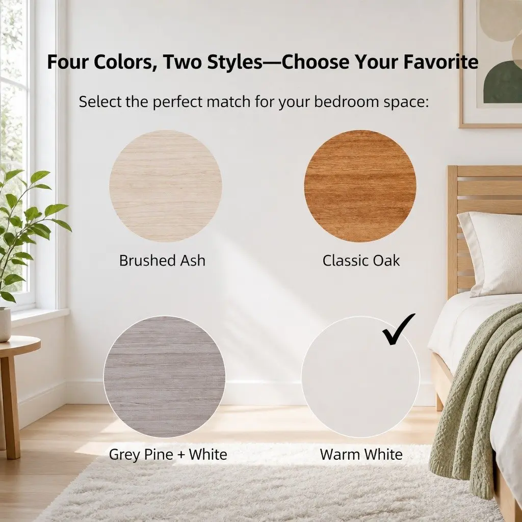 Warm White Double Drawer Bedside Table