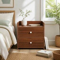Vintage-Style Bedside Table with Double Drawers